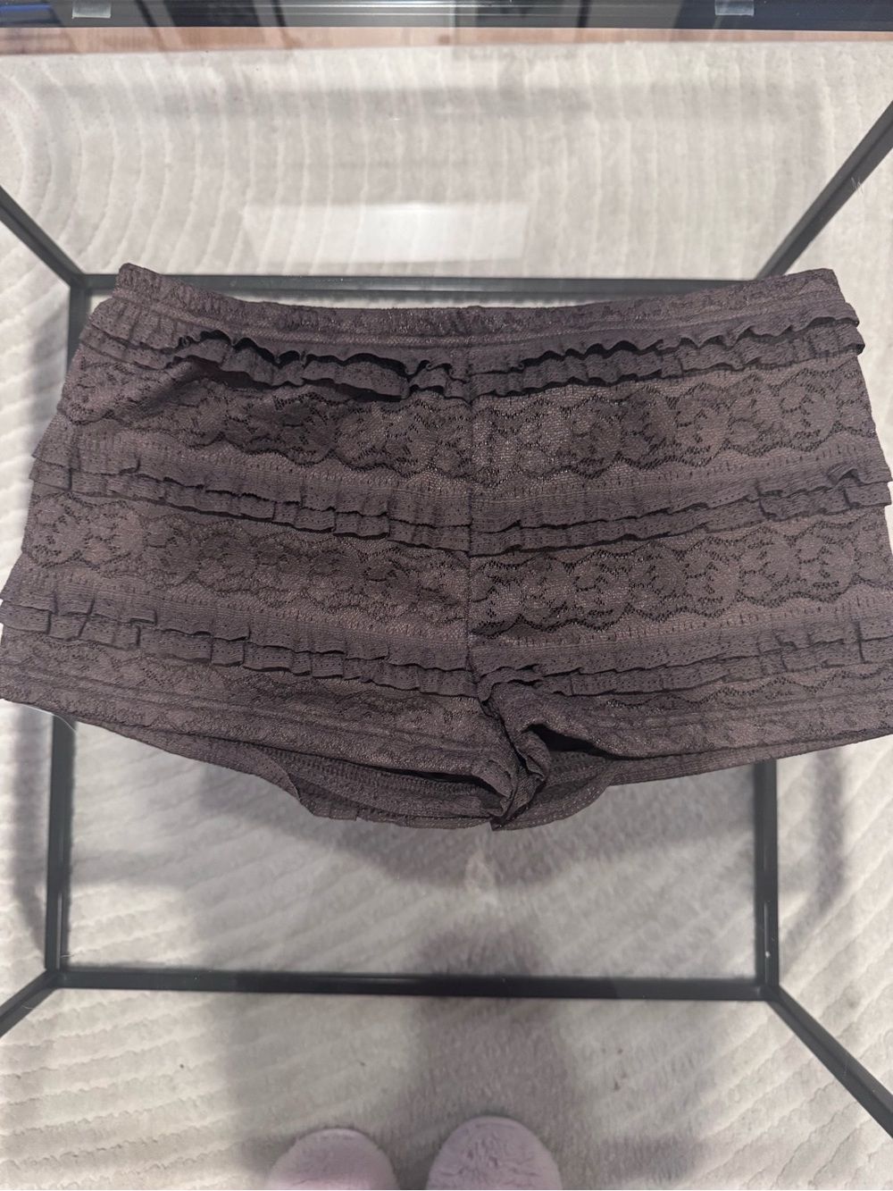 Lace Ruffle Boyshorts - Black